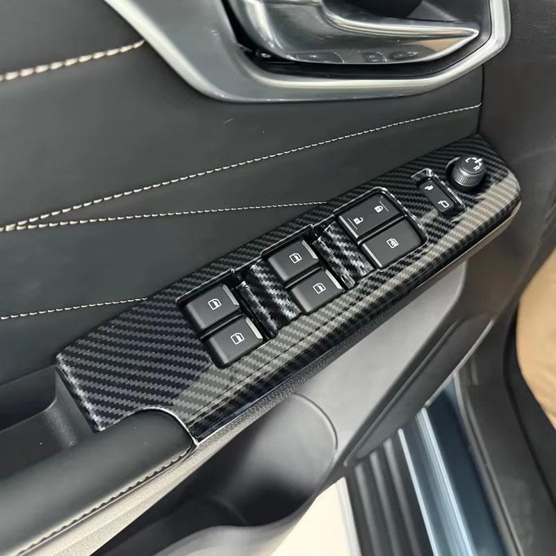 LHD For Isuzu D-MAX DMAX 2023 2024 2025 Carbon Fiber 4pcs Power Window Switch Panel Cover Sticker Modification