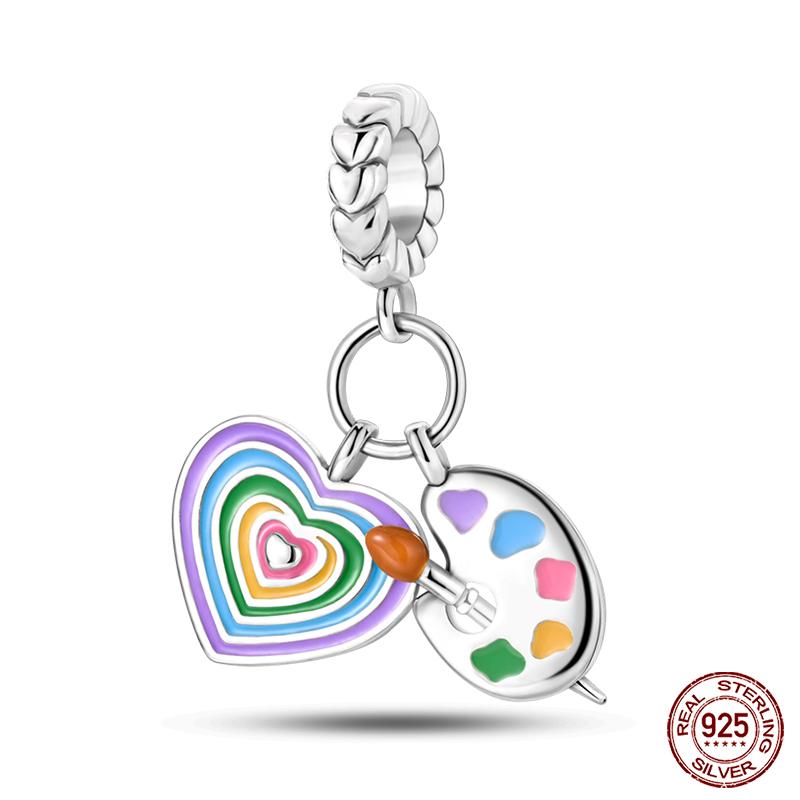 Copper Artist Brush Tools Color Palette Oil Painting Charms Beads Fit Qikaola Original Bracelets Diy Jewelry Gifts