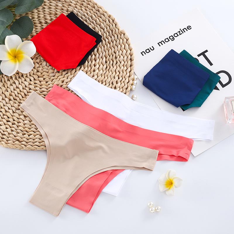 Brazilian Ice Silk Thong: Women's Seamless T-Back Underwear, Sexy Plus Size, Sports Style