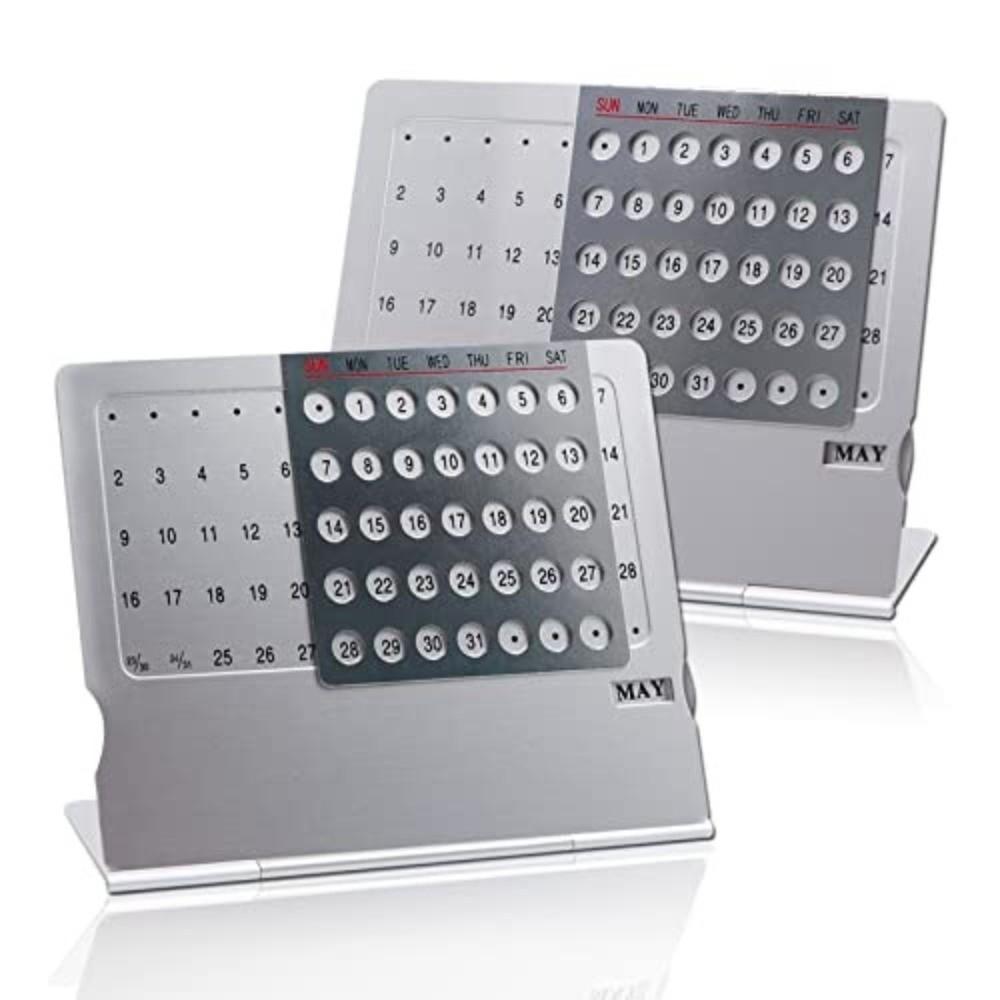 Aluminum Alloy Perpetual Calendar Mini Standing Monthly Desktop Calendar  Home