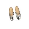 Flat bottom silver rhinestone bag head half slippers women's outer wear 2025 new spring and summer bow gentle evening wind single shoes