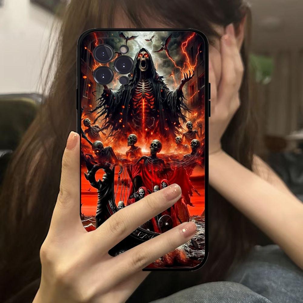 Grim Reaper Skull Skeleton Phone Case For IPhone 16 15 14 11 12 13 Mini Pro XS Max Cover 6 7 8 Plus X Funda Shell