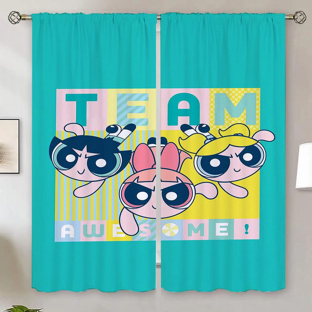 The Powerpuff Girls Kitchen Curtains for Cooking Curtain Rods Blackout Curtain 100% Window Blinds Children's Room Curtains Blind