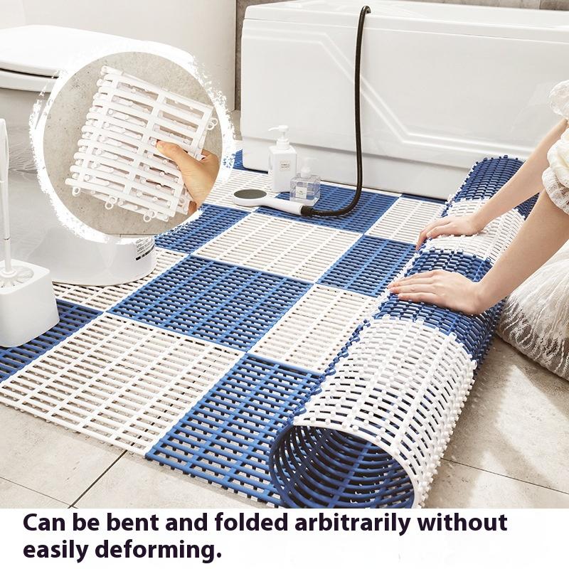 6Pcs/Set Non-Slip Rubber Floor Bathroom Drain Waterproof Bathing Mat Floor Pad Easy Cut Dishwasher Safe