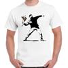 Banksy Blumenwerfer Hipster Männer Frauen Cooles Geschenk Retro Unisex T-Shirt 2474