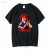 Chucky Bloody Knife Childs Play Halloween T SHIRT US Size Xmas Vintage Washed Streetwear Stretched Unisex Casual Soft Stylish