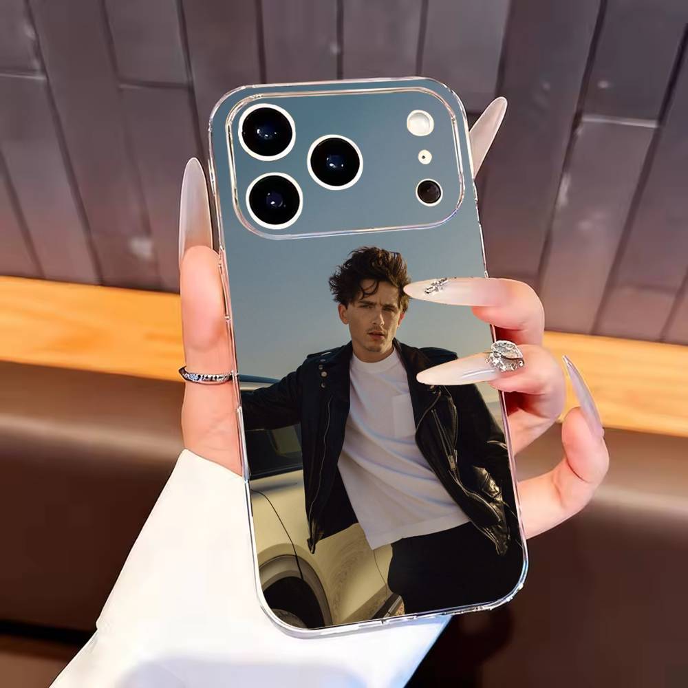 Timothee Chalamet Phone Case For iPhone17,16,15,14,13,12,11 Plus,Pro Max Soft Transparent Cover