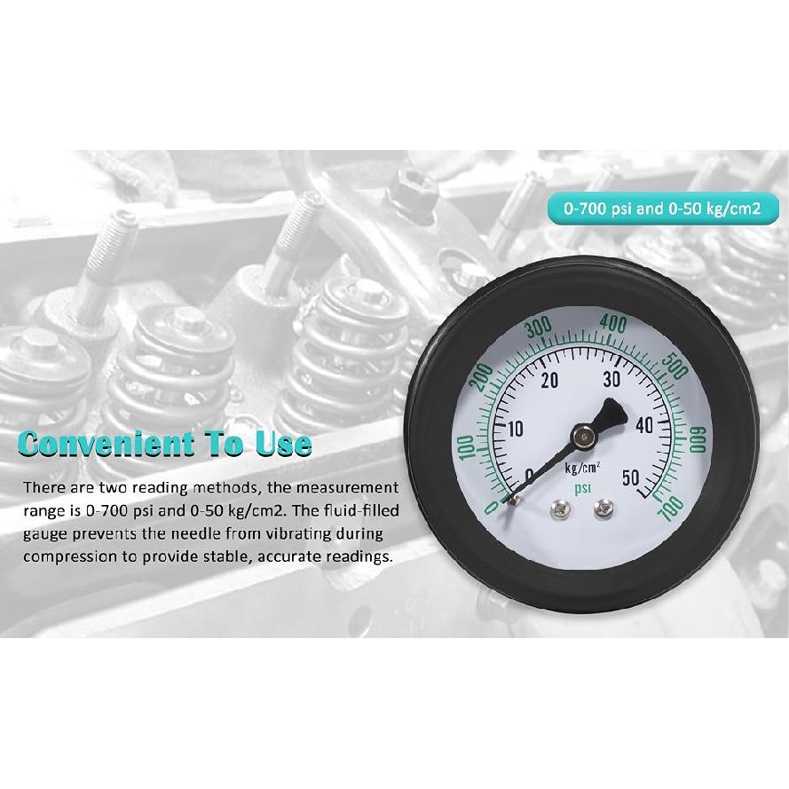 66834 Universal Mini Valve Spring Pressure Tester Gauge Double Scale Measuring Units , Measuring Range 0-700 Psi / 0-50 Kg-cm2