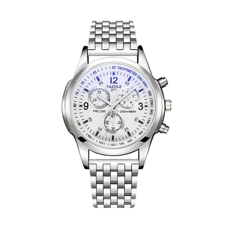 Top Brand New Steel Band Male Student Luminous Business Blue Light Waterproof Men's Watch Men's Wrist Watch