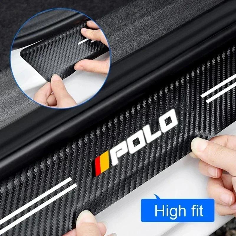 Car Door Sill Trim Anti kick Stickers Pedal Guards for Volkswagen VW Polo Trunk Threshold Protective Decals Strip Tape Decor