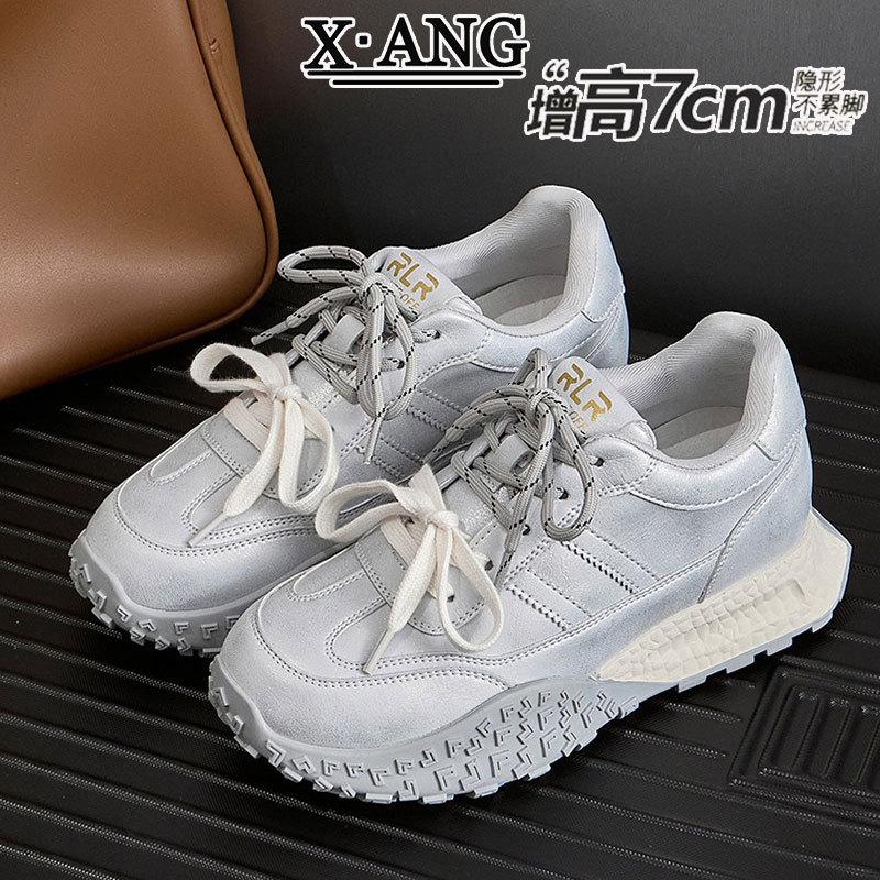 

Small man thick-soled 7cm inner height-increasing women s shoes genuine leather German training shoes 2025 spring new casual dad Forrest Gump shoes 35