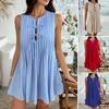 2025 Spring and Summer Cross-Border European and American Foreign Trade Women's Clothing Casual Resort Style Solid Color Tie-Pleated Sleeveless Dress
