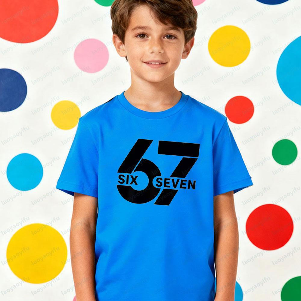 67 Meme Kids TShirt Latest Trendy Style Creative Design Six Seven Number Printed Tshirt Boys Christmas Holiday Tee Xmas Tops