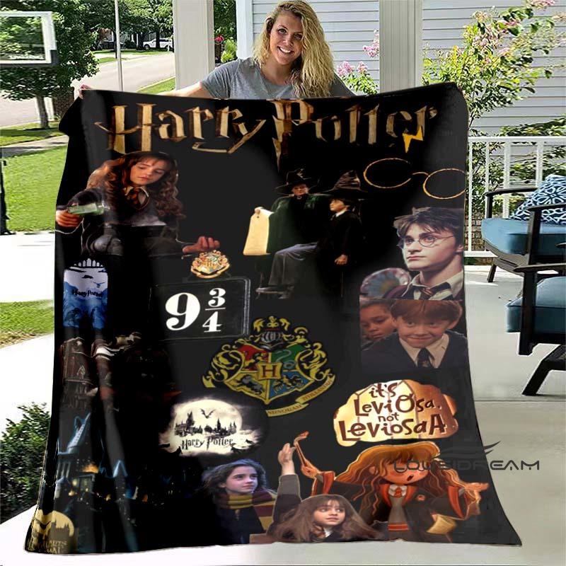 Cute & Kawaii-Style 3D Printed Blanket — Harry Potter Theme: Warm and Cozy Flannel Throw. Perfect for Bedrooms, Sofas, Beds, Sea