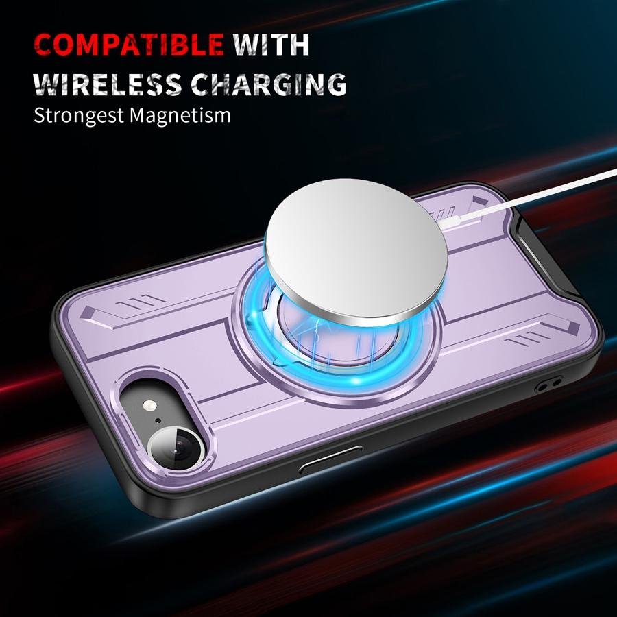 Shockproof Heavy Duty Armor Phone Case with 360° Rotatable Magnetic Metal Ring Stand for iPhone/Samsung Case for Car Holder