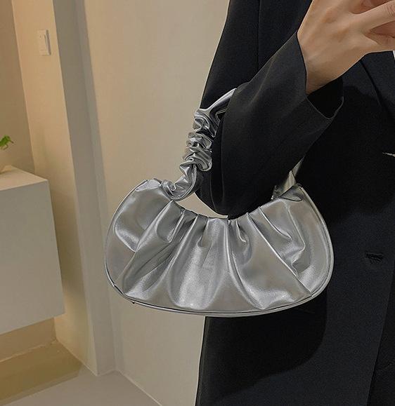 Nuova Borsa a Mano da Donna Pieghettata a Nuvole in Pelle PU Borsa a Spalla Casual Adatta per Viaggi e Uso Quotidiano (Design Raviolo)