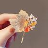 Women Brooch Maple Leaf Shape Rhinestone Hollow Out Collar Anti-slip Wear-resistant Coat Decoration Hat Scarf Pin