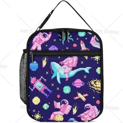 Space Funny Astronaut Lunch Bag for Men Women Kids Work Travel Picnic Colorful Robot Reusable Portable Lunch Box Insulated Tote
