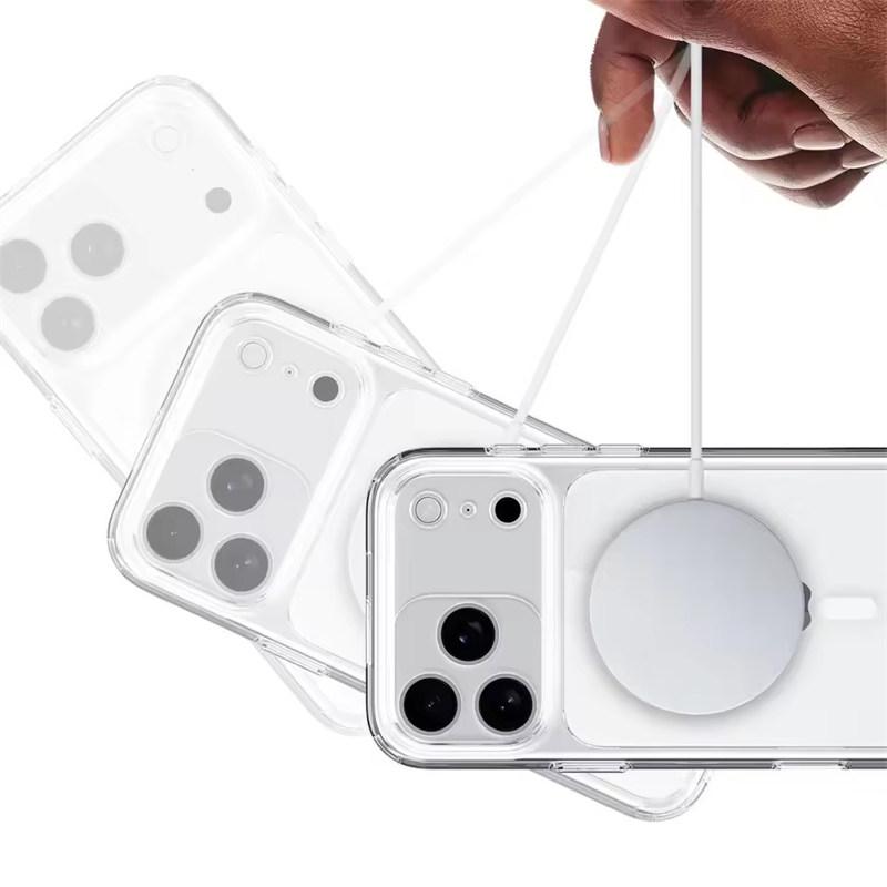 Luxury Magnetic Magsafe Phone Case For iPhone 17 Pro Max 17Air 17Pro 17 Transparent With Camera Button Wireless charging Cover