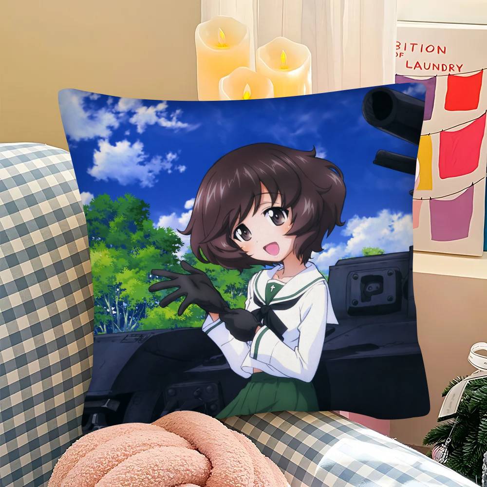 1 Stück Anime Mädchen Girls Und Panzer Kissenbezug Mode Quadratischer Kissenbezug Schlafzimmer Sofa Raum Ins Dekoration Freizeit
