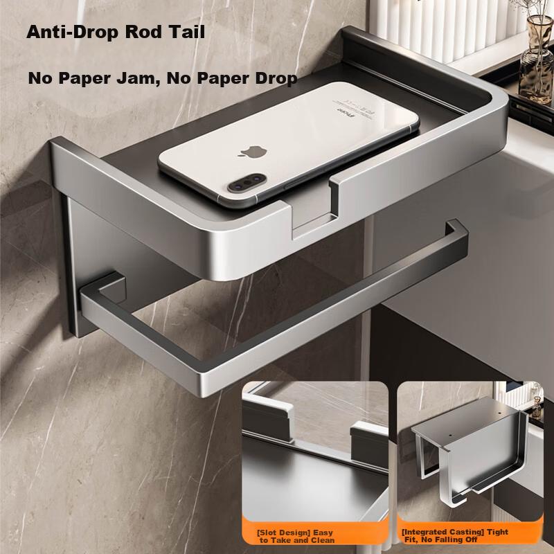 Baihan Bathroom Tissue Box Toilet Paper Storage Rack No-Drill Wall-Mounted Toilet Paper Holder Roll Paper Box Bathroom Accessory