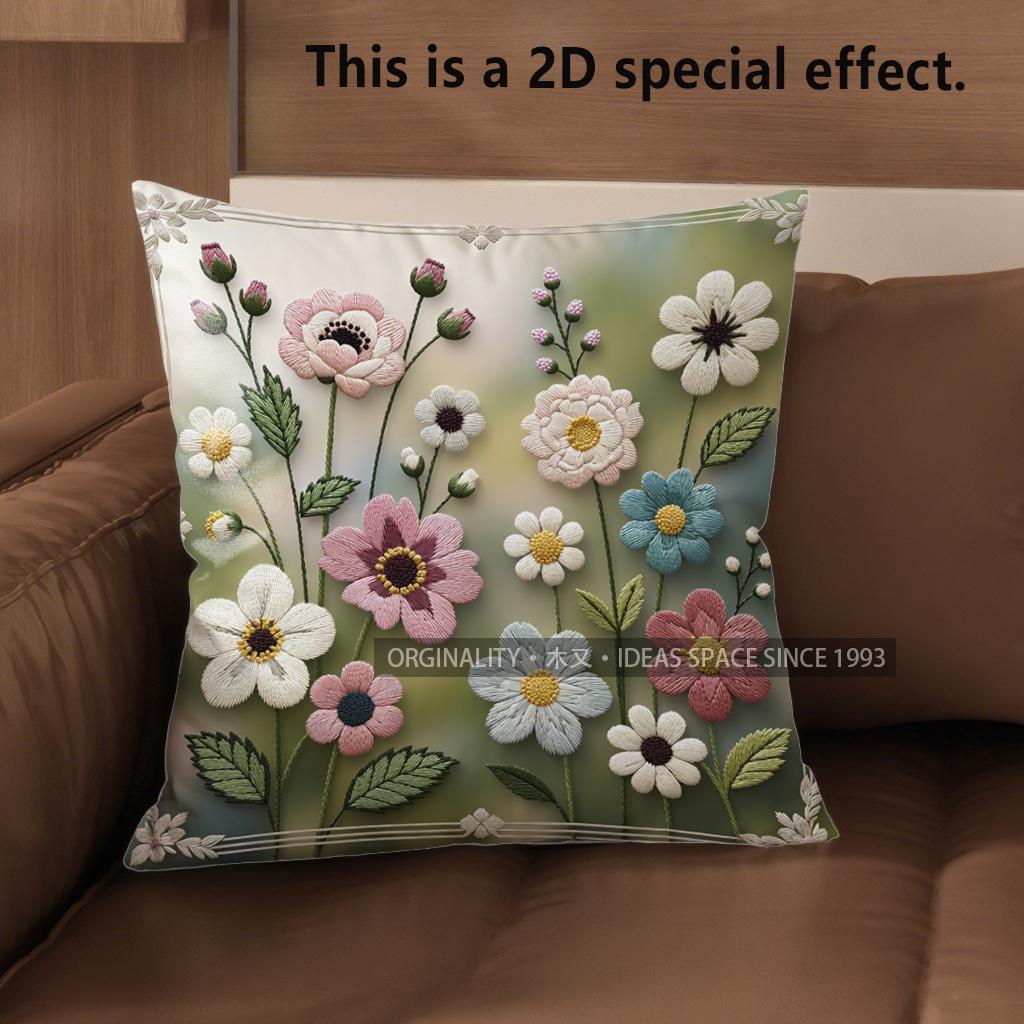 2D Vintage Floral Embossed Style Throw Pillow Covers Pattern Cushion Cover Suitable For Sofa Bedroom Car Pillow Cover