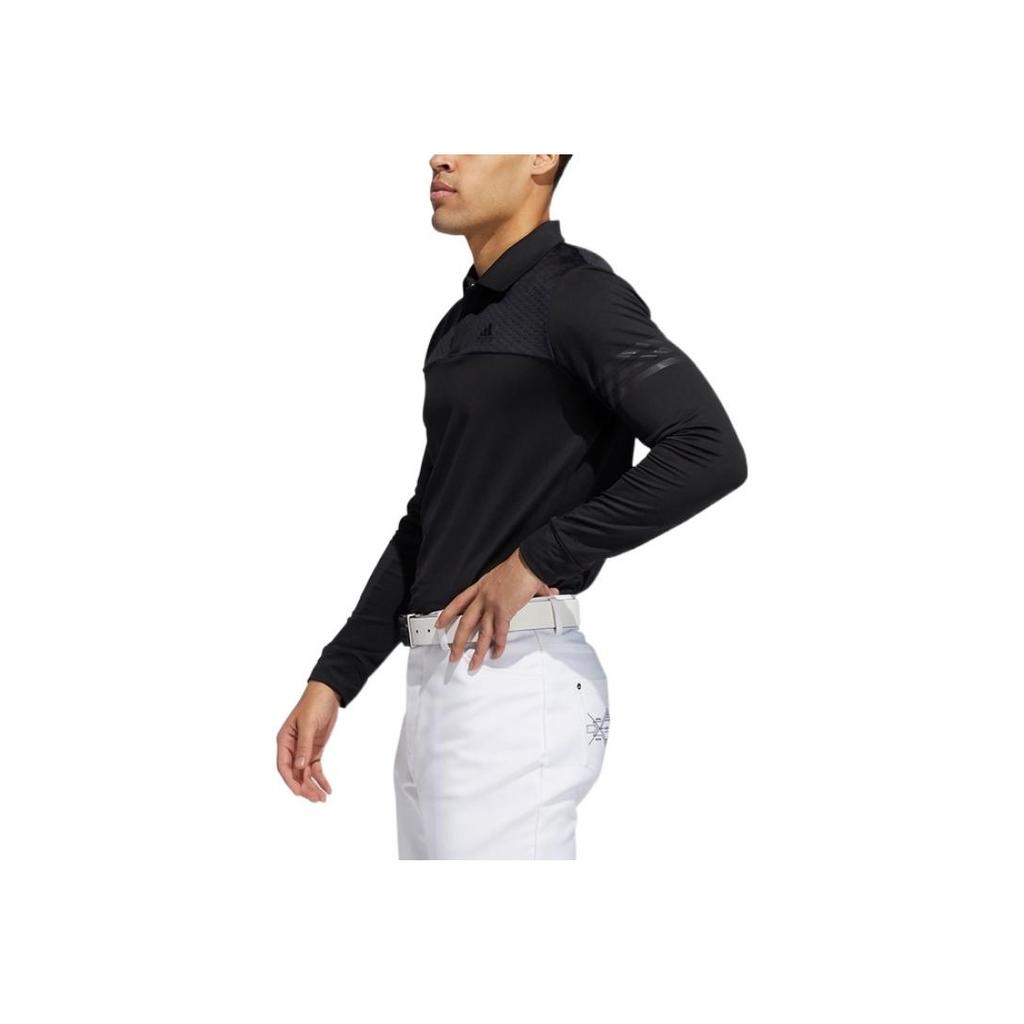 adidas Polo de Manga Larga de Color Sólido para Hombre Tops Negro FS6879