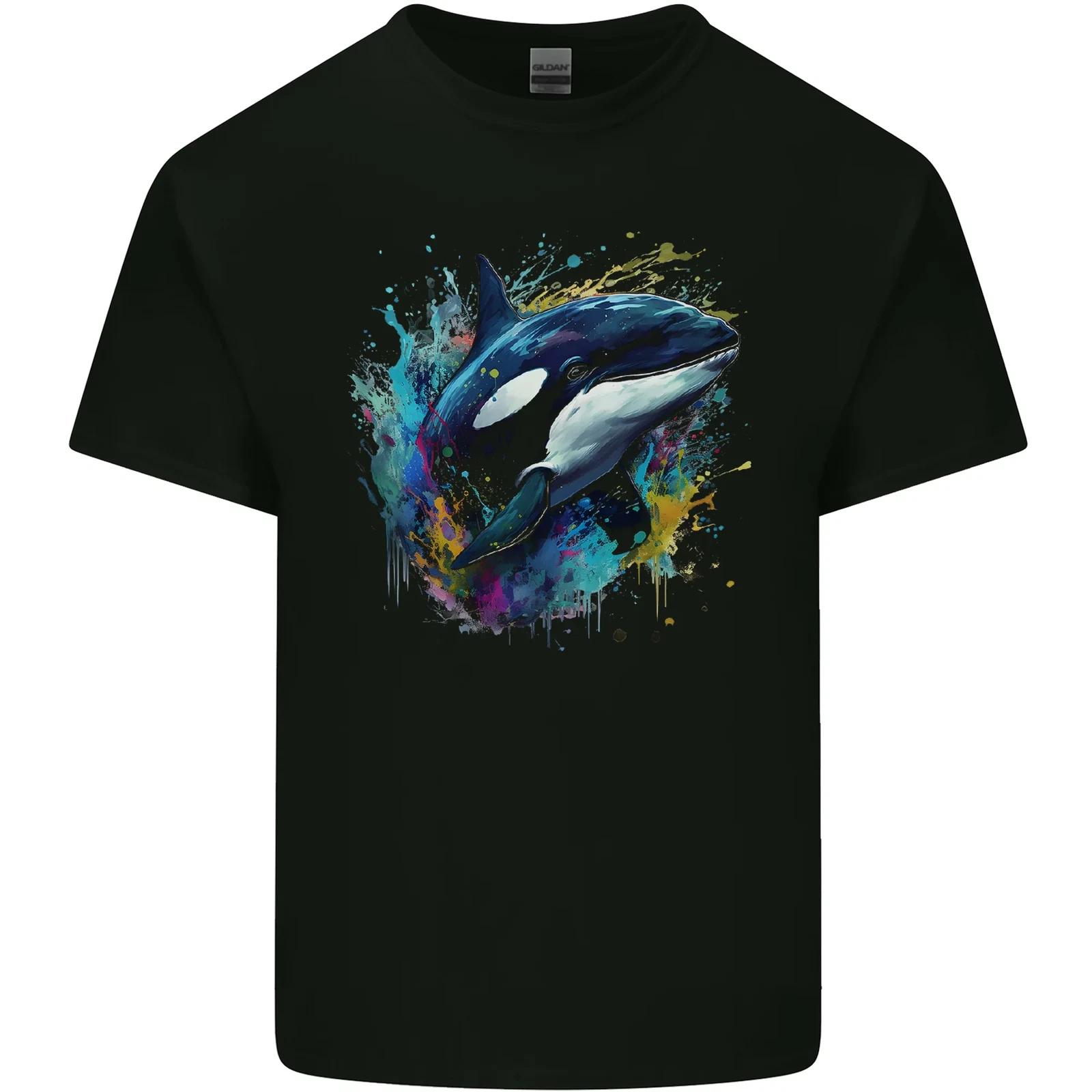 

A Colourful Orca Killer Whale Kids T-Shirt Childrens 4XL
