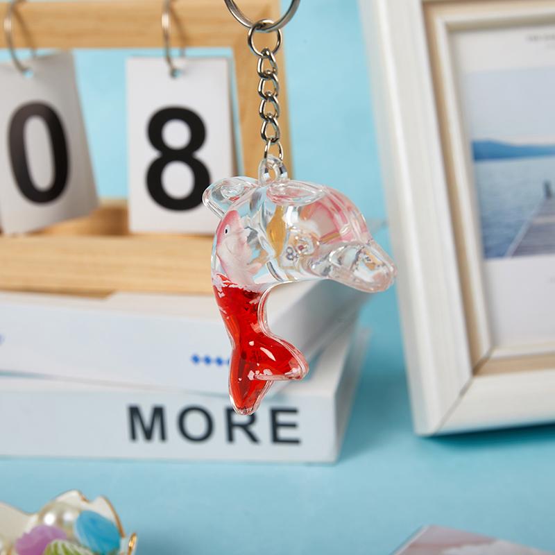 Kawaii Delphin Schlüsselanhänger für Autoschlüssel, schwimmende Flüssigkeit, süßer Wal, Ozean-Anhänger, Zubehör, Schlüsselanhänger, Damen, Taschenanhänger