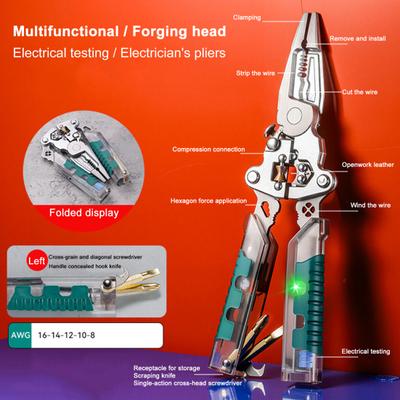 Screwdriver Wire Stripper Ergonomic Non-Slip Handle Easy To Use Foldable Design Compact Multi-tool Electrician Pliers