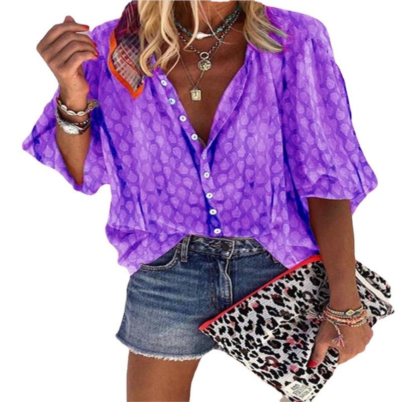 2026 Women's Printed Single-Breasted Loose Lapel Shirt - Spring/Autumn