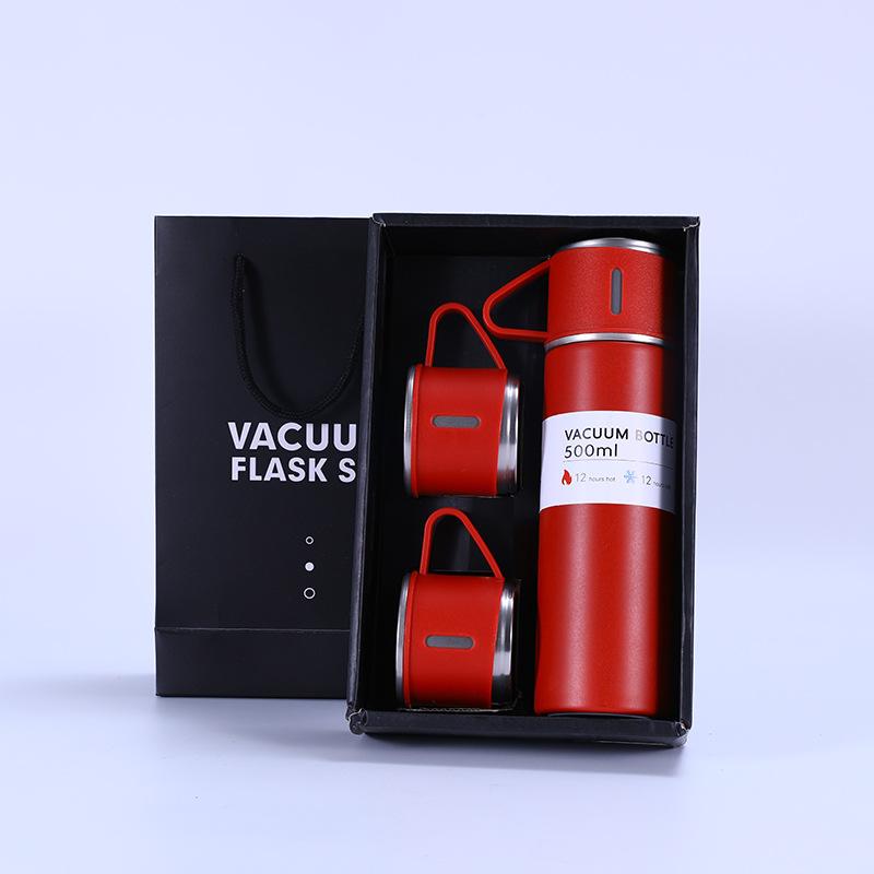 500ML Stainless Steel Vacuum Flask Gift Kit Office Business Style Thermos Bottle Outdoor Use Hot Water Thermal Insulation Couple Cup