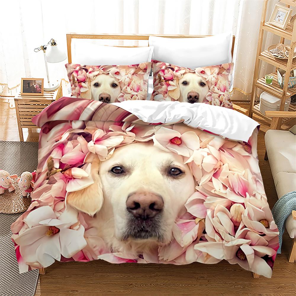 Dog And Cat Duvet Cover Set 3D Print Cute Kawaii Animals King Queen Size Polyester Comforter Cover For Kid Boy Girl Bedding Set