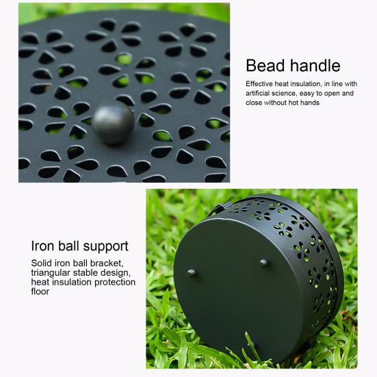 Držák na kadidlo s krytem rukojeti, přenosný, pro vnitřní i venkovní kempování, závěsný, ohnivzdorný kulatý kovový odpuzující spirálový kadidlo