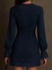 In-Stock 2025 Long-Sleeve Lace-Trimmed Slim Fit Midi Dress for Women