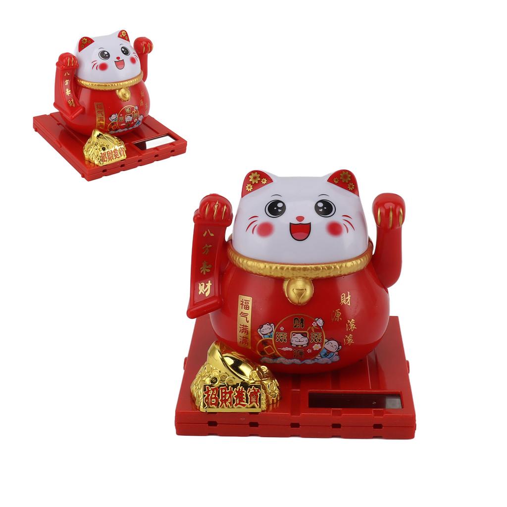 Kot na szczęście zasilany energią słoneczną, jasne kolory, energooszczędny, machający kot na energię słoneczną, szczęśliwe bogactwo, witający kota