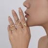SHIXIN 3Pcs Design Irregular Lines Geometry Open Ring Set for Women Punk Gold Color Hollow Out Curved Ring Party Wedding Jewelry