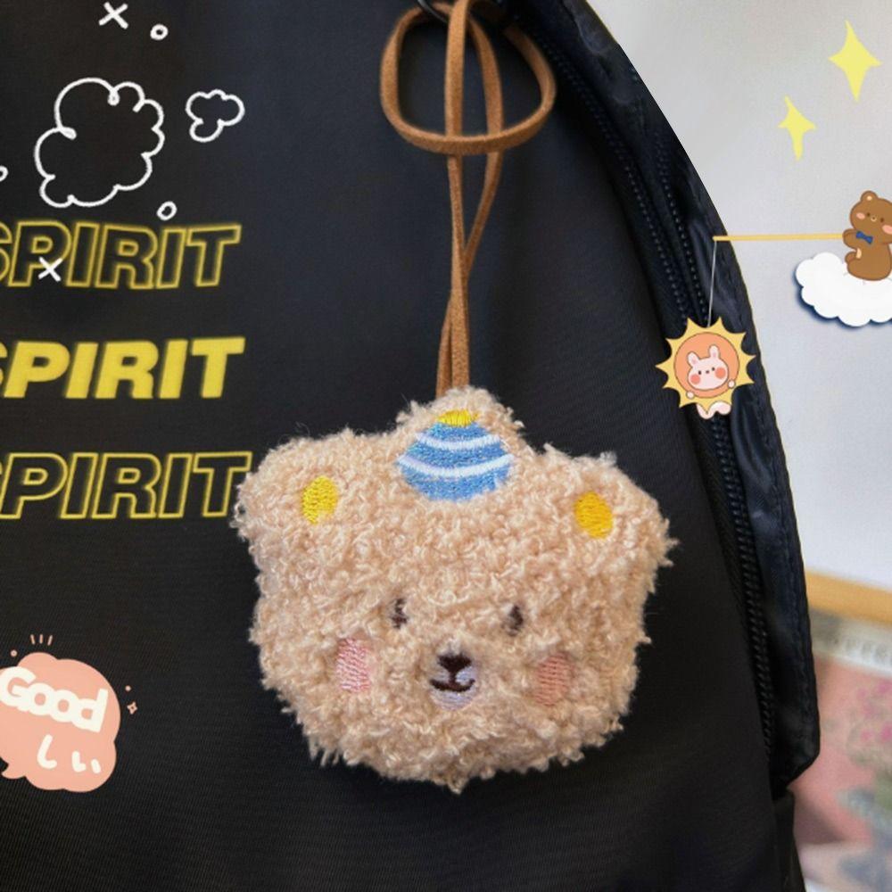 Funny Cartoon Bear Name Pendant Keychains Kawaii Decoration Kindergarten Children's Name Tag Keyrings Car Trinket Accessories