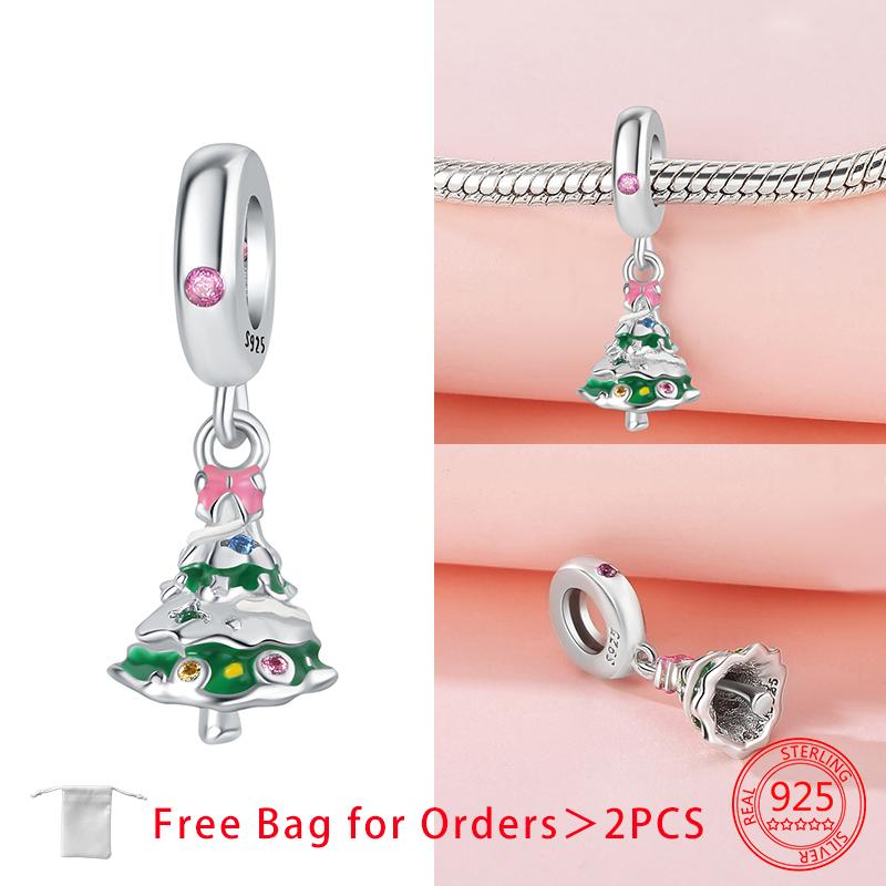 Santa Claus Christmas Tree Sleigh Gingerbread Man Beads Copper Charms Pendant Fit Women Diy Original Bracelet Jewelry Gift