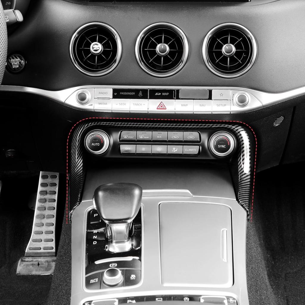 YOUTOOCAR Carbon Fiber Pattern Climate Control Panel Trim Frame Cover Compatible with Kia Stinger 2018-2023 Accessories