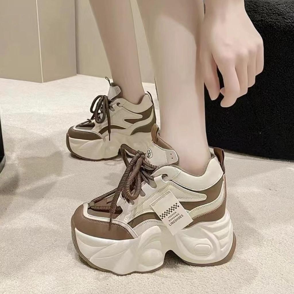 Small man thick-soled inner height increase dad shoes women's new velvet warm sports casual cotton shoes in autumn and winter 2025