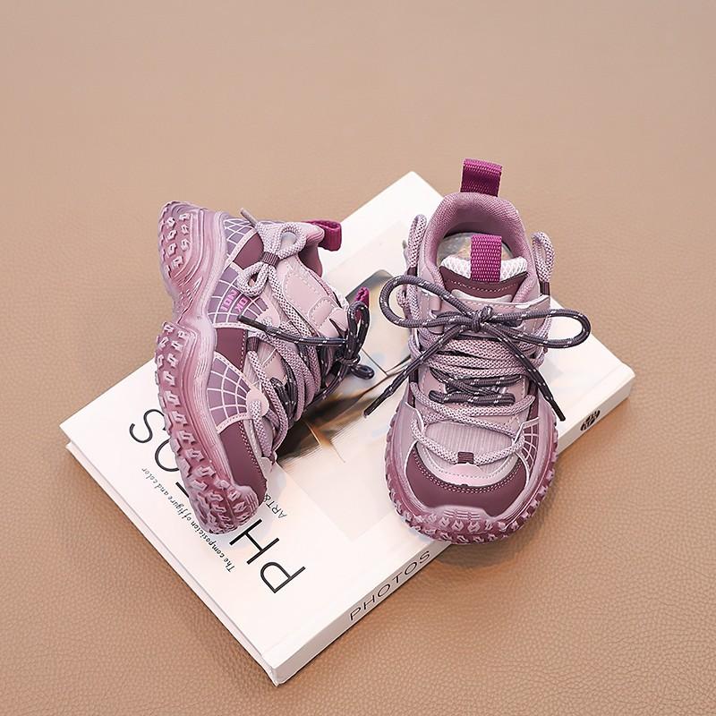 Kids Mesh Breathable Chunky Sneakers Non Slip Casual Shoes 27 фиолетовый