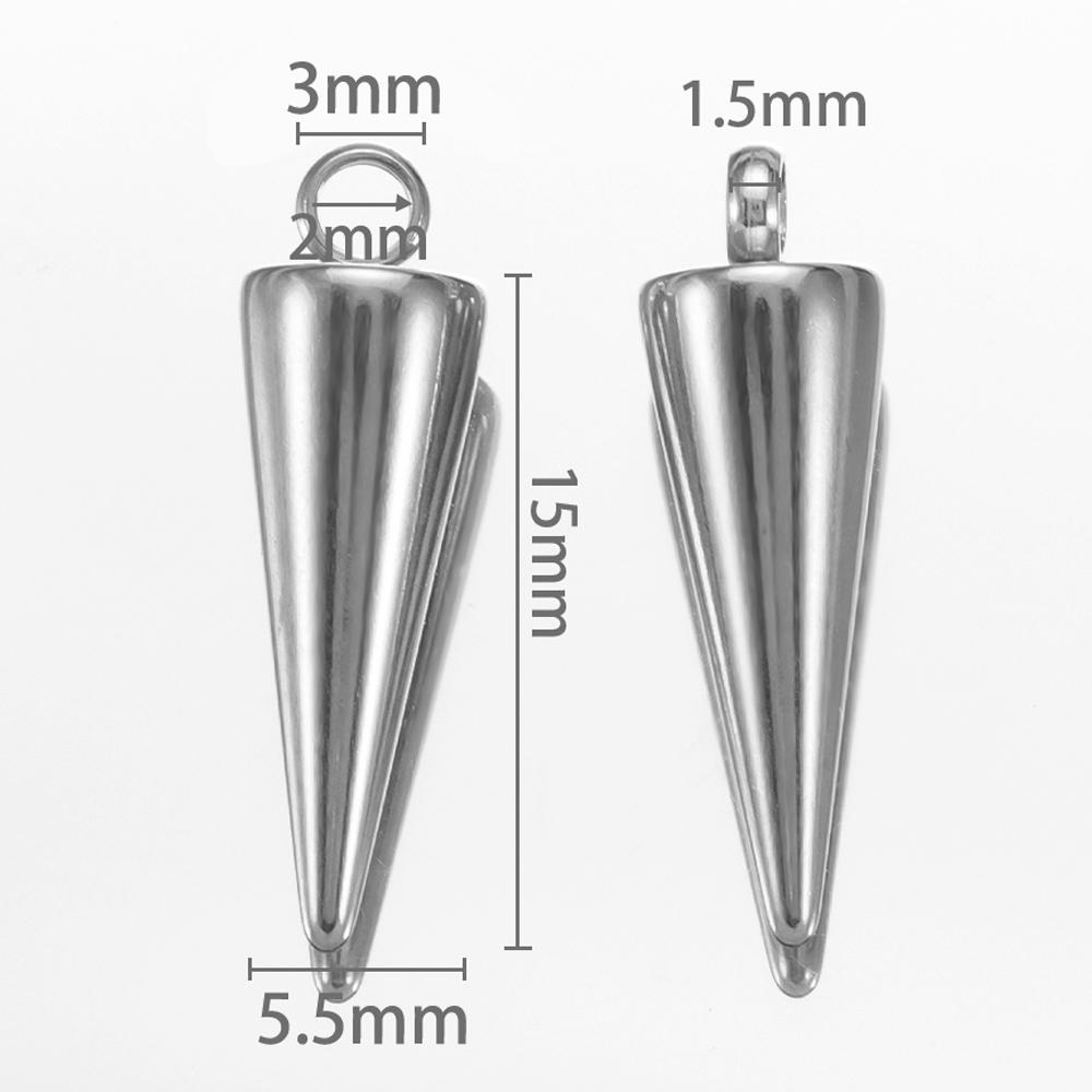 10PCS Stainless Steel Cone Bullet Choker Charms Spike Beads Pendants for Women Man Hoop Earring Necklace Jewelry Making Supplies