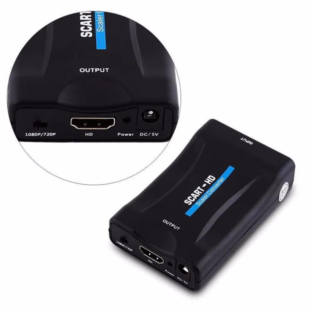 SCART to HDMI-compatible Video Audio Converter With Power Adapter For HDTV Sky Box DVD Television Signal 1080P Upscale Converter
