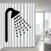 Black And White Shower Curtain With Showerhead Pattern Waterproof Bath Decor Simple Geometric Bathroom Curtains