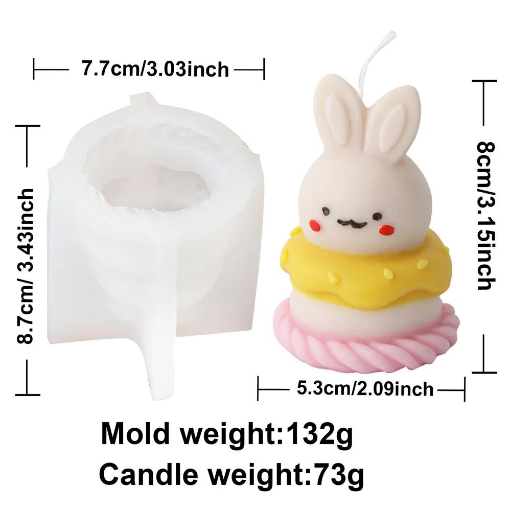 Stapeln Eisform Kaninchen Kerze Silikonformen Cartoon Hase Harzformen Käsekuchenform Gipsherstellungswerkzeug Ostergeschenke