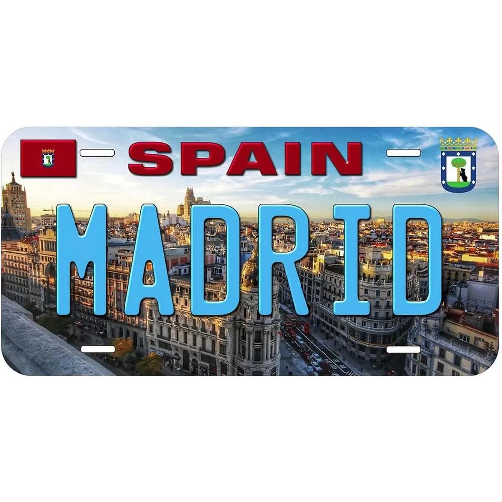 Mfoever Vintage Paris License Plate Munich Madrid Moscow City Front Vanity Tag Decoration for Garage Club Man Cave Bar Cafe