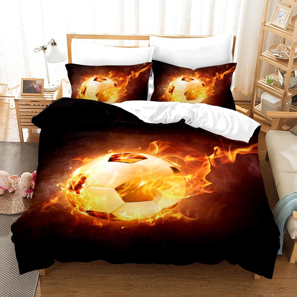 Soccer Duvet Cover Set Football Yin And Yang Pattern Cool Colour Polyester Comforter Cover King Queen Size For Football Player