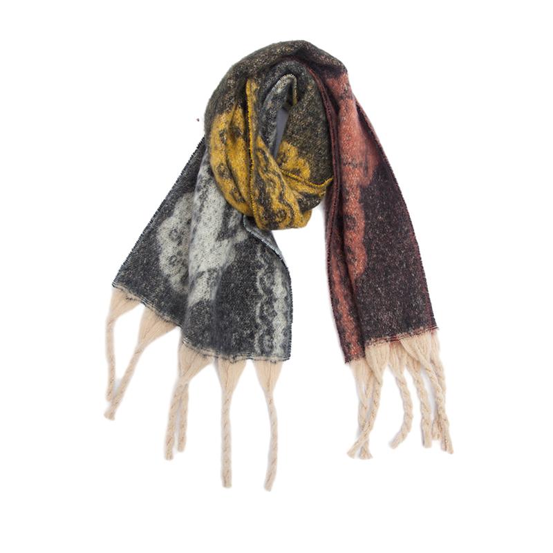 New Imitation Cashmere Winter Women Scarf Vintage Print Tassel Pashmina Mujer Femme Foulard Bufanda Long Thick Wrap Shawl