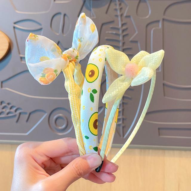 2024 Korean Green Headband & Hairpin for Girls - Trendy Douyin Style High-Value Headdress for Kids